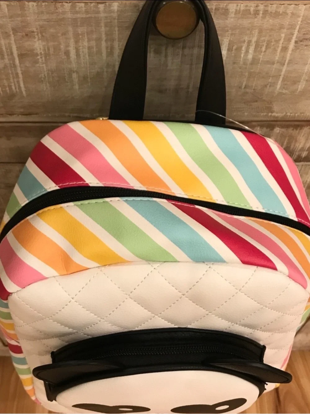 BETSEY JOHNSON Quilted Rainbow Heart Panda Backpack